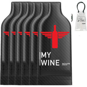 Wine Bottle Protector Bubble Wrap Travel Bags Reusable Padded Travel NWT set 6